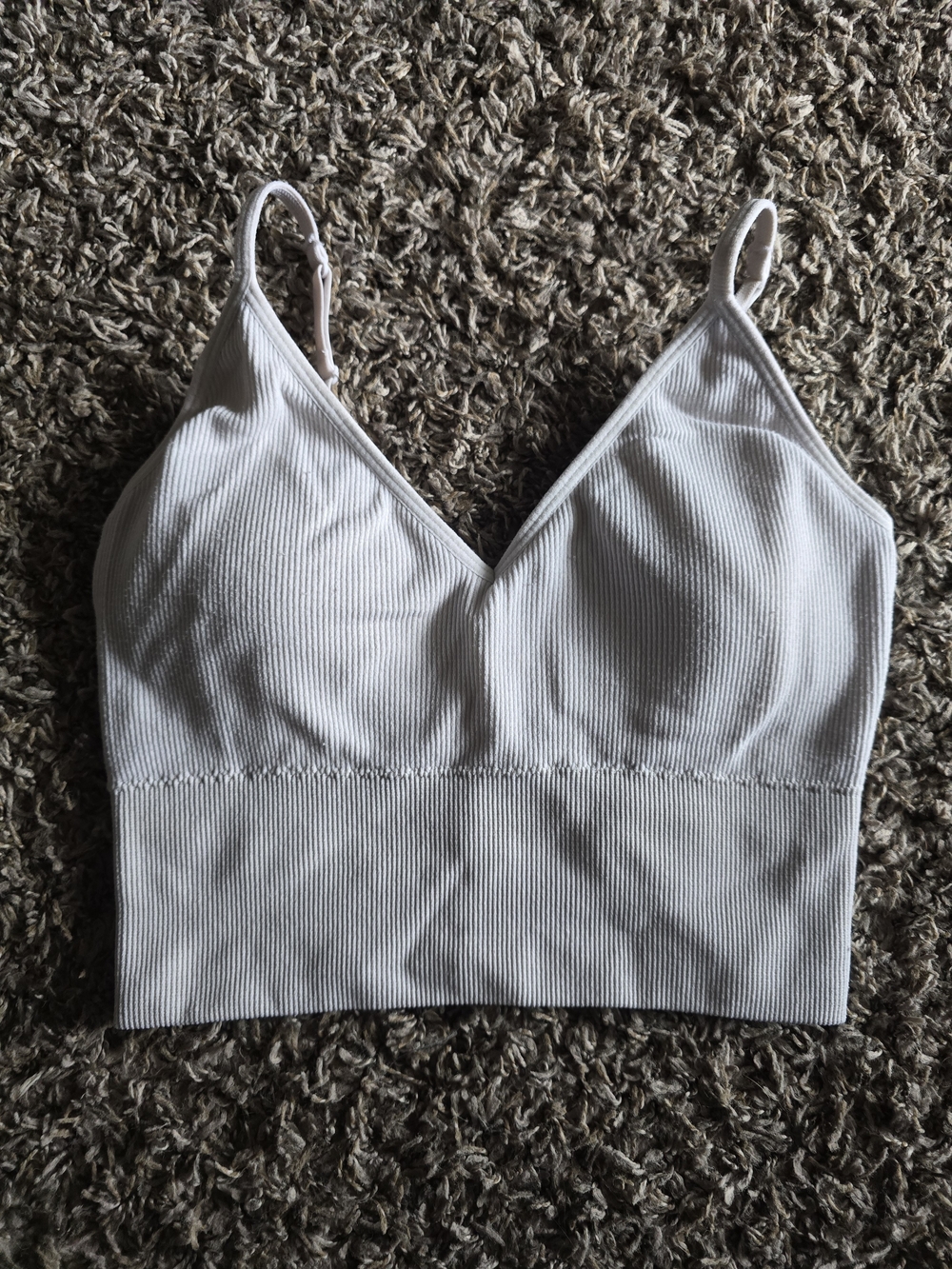 No Boundaries White Ribbed V-Neck Crop Cami